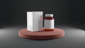 brincar do uma branco caixa e uma jarra do pílulas 3d Renderização foto