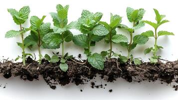 ai gerado medicinal plantas hortelã-pimenta em uma branco fundo foto