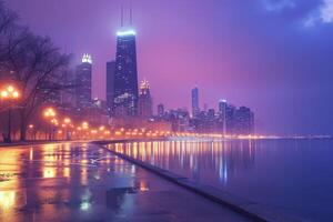 ai gerado a tirar o fôlego cidade Horizonte do Chicago foto