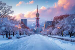 ai gerado cidade Horizonte do sapporo foto