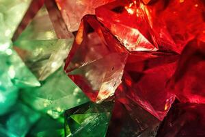 ai gerado intrigante abstrato vermelho verde cristal. gerar ai foto