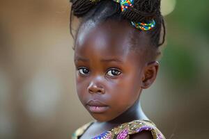 ai gerado gracioso africano pequeno menina balé retrato. gerar ai foto