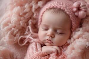 ai gerado bebê embrulhado cobertor dormir. gerar ai foto