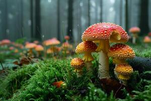 ai gerado amanita muscaria cogumelo. gerar ai foto