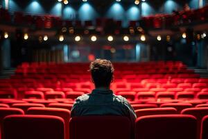 ai gerado ator homem às cadeiras dentro teatro. gerar ai foto