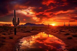 ai gerado a temor inspirador beleza do uma deserto pôr do sol. generativo ai foto