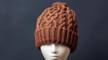ai gerado uma tricotado chapéu com intrincado cabo padrões. generativo ai foto