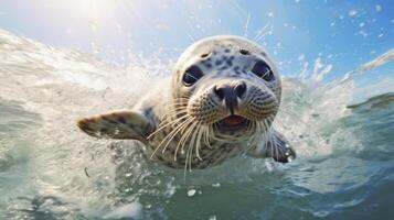 ai gerado foca natação dentro a oceano. generativo ai foto