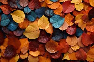 ai gerado caído folhas formando uma natural tapete do cor. generativo ai foto