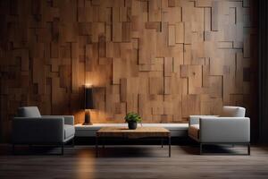 ai gerado de madeira parede com uma moderno e minimalista estilo. generativo ai foto