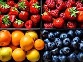 ai gerado diferente tipos do fresco frutas foto