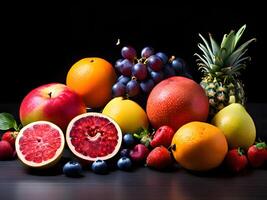 ai gerado diferente tipos do fresco frutas foto