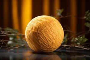 ai gerado uma bola do bambu fio com uma sedoso textura. generativo ai foto