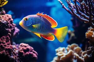 ai gerado uma fechar-se do colorida peixe dentro uma coral recife. generativo ai foto