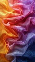 ai gerado multicolorido tecido exibido foto