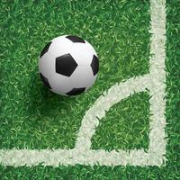 bola de futebol de futebol na área de canto do campo de futebol com fundo de textura de padrão de grama verde. gráfico de ilustração.