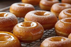 ai gerado querida rosquinhas estão recentemente fez e pronto para servir foto