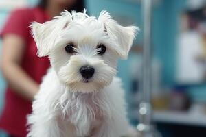 ai gerado cachorro vacinação às veterinario clínica para animal saúde e preventivo Cuidado medidas foto