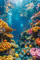 ai gerado colorida coral recife embaixo da agua foto