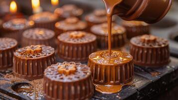 ai gerado mesa preenchidas com chocolate coberto sobremesas foto