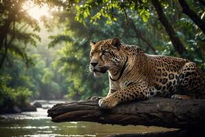 ai gerado jaguar - animal, jaguar dentro a selva, lindo tiro do a africano leopardo - jaguar foto