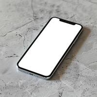 ai gerado moderno Smartphone brincar cena. Smartphone brincar modelo com em branco branco tela. foto