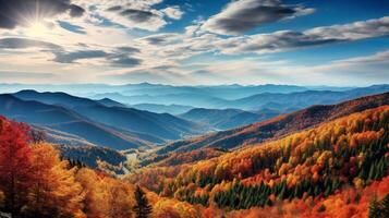ai gerado montanha outono cores fundo foto