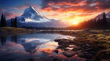 ai gerado montanha nascer do sol inspiração fundo foto