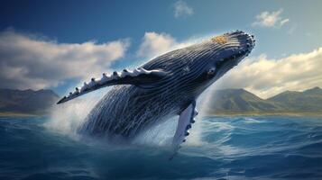 ai gerado oceano baleia assistindo passeios fundo foto