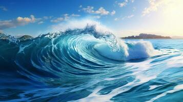 ai gerado oceano ondas falhando fundo foto