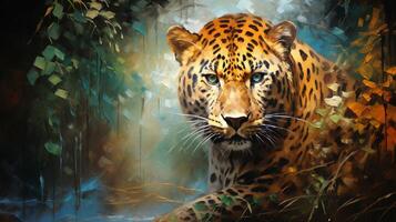 ai gerado óleo pintura animais selvagens fundo foto