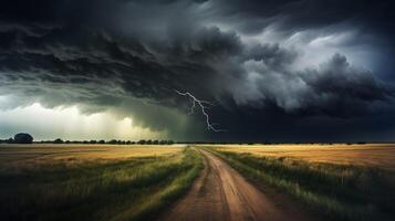 ai gerado ameaçador tempestade nuvens fundo foto