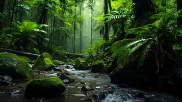ai gerado floresta tropical e tropical chuva fundo foto