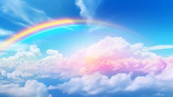 ai gerado céu com arco Iris fundo foto