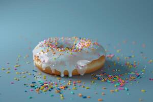 ai gerado envidraçado rosquinha com granulados representa uma doce sobremesa pastelaria tratar foto