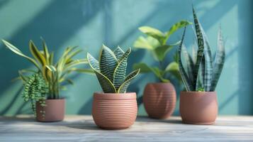 ai gerado plantas dentro panelas adicionar vegetação e natural charme para a área. foto