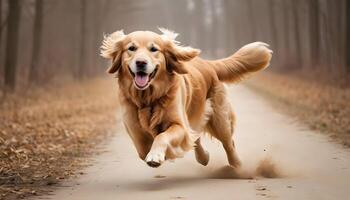 ai gerado dourado recuperador, cachorro fotografia, animal de estimação animal foto