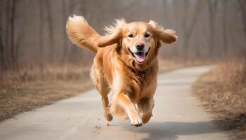 ai gerado dourado recuperador, cachorro fotografia, animal de estimação animal foto