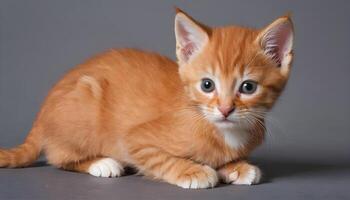 ai gerado fofa pequeno vermelho gatinho fotografia, gato fotografia foto