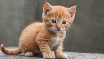 ai gerado fofa pequeno vermelho gatinho fotografia, gato fotografia foto