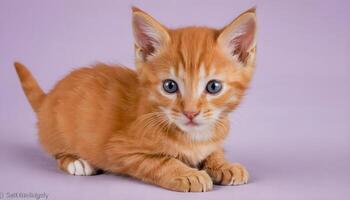 ai gerado fofa pequeno vermelho gatinho fotografia, gato fotografia foto