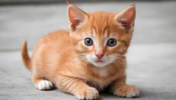 ai gerado fofa pequeno vermelho gatinho fotografia, gato fotografia foto