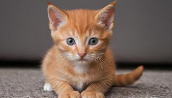 ai gerado fofa pequeno vermelho gatinho fotografia, gato fotografia foto