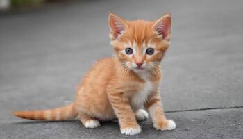 ai gerado fofa pequeno vermelho gatinho fotografia, gato fotografia foto