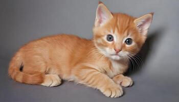 ai gerado fofa pequeno vermelho gatinho fotografia, gato fotografia foto