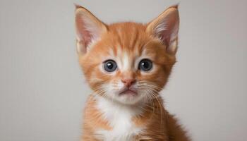 ai gerado fofa pequeno vermelho gatinho fotografia, gato fotografia foto