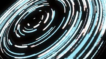 lindo abstrato animação do multicolorido néon espirais rotativo dentro a círculo em a Preto fundo. animação. brilhante vibrante laser iluminação foto