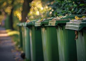 ai gerado verde lixo caixas dentro a parque foto