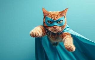 ai gerado Super heroi gato dentro voar foto