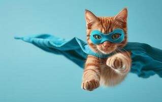 ai gerado Super heroi gato dentro voar foto